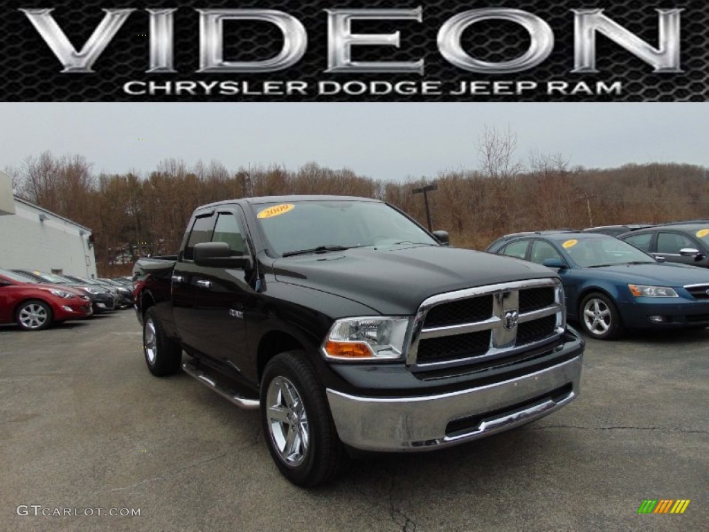 2009 Ram 1500 SLT Quad Cab 4x4 - Brilliant Black Crystal Pearl / Dark Slate/Medium Graystone photo #1