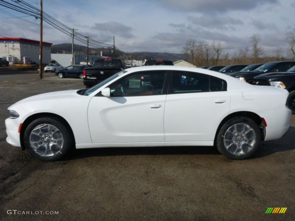 2015 Charger SXT AWD - Bright White / Black/Ruby Red photo #2