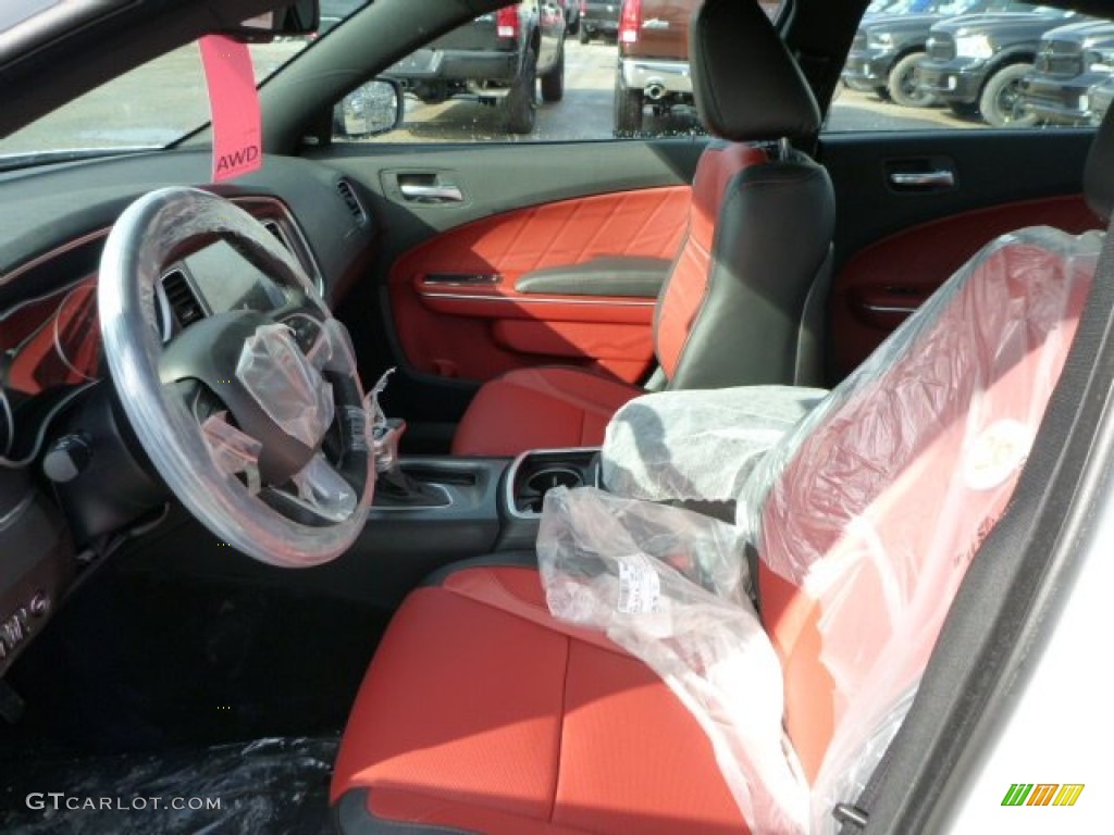 Black/Ruby Red Interior 2015 Dodge Charger SXT AWD Photo #102119661