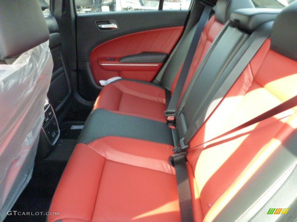 Black/Ruby Red Interior 2015 Dodge Charger SXT AWD Photo #102119680