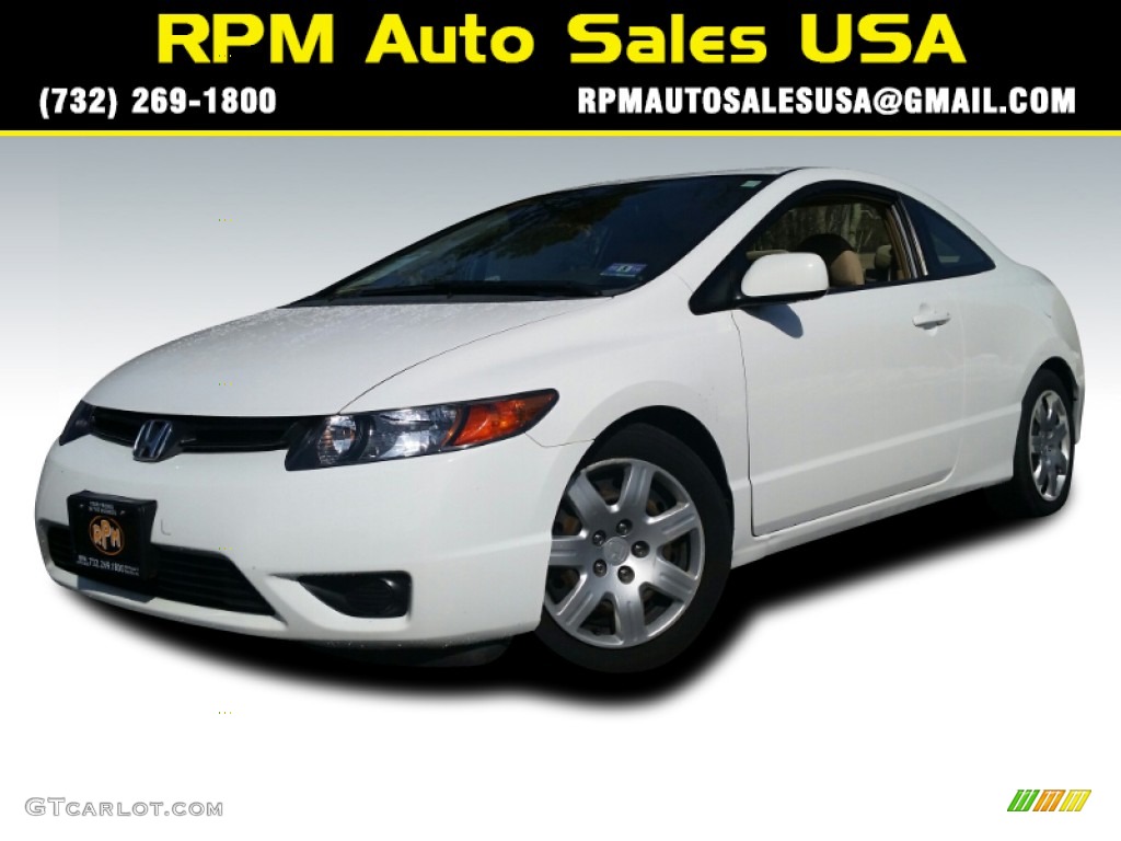 2007 Civic LX Coupe - Taffeta White / Gray photo #1