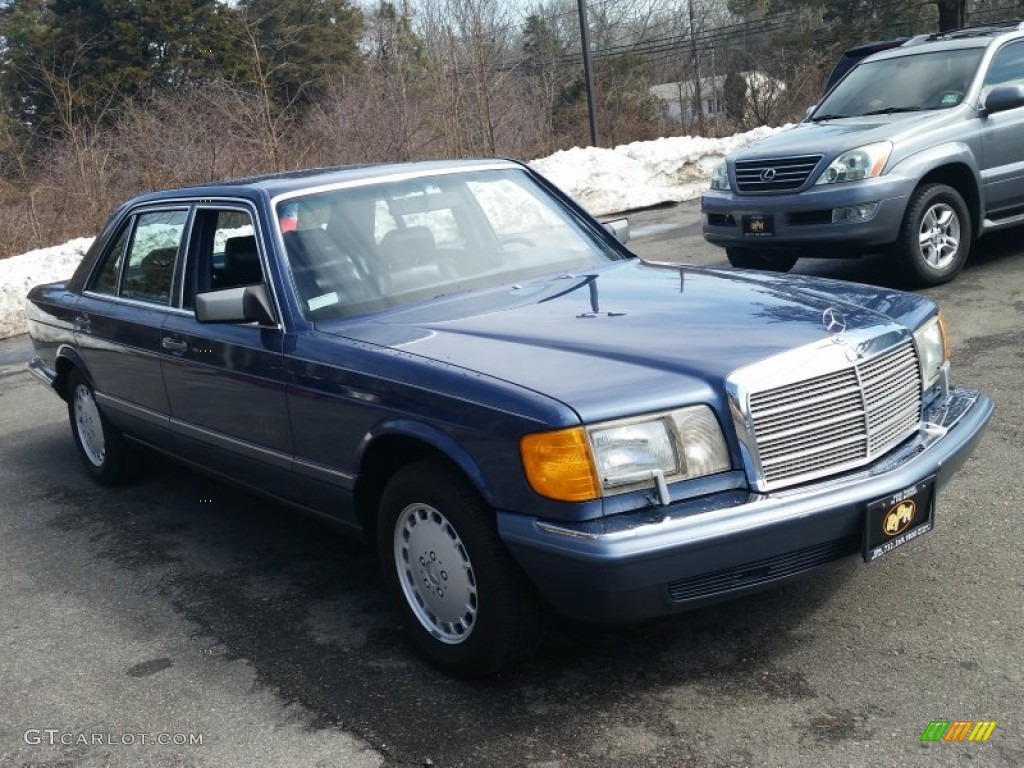 1989 S Class 420 SEL - Nautical Blue Metallic / Blue photo #6