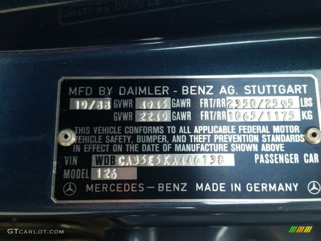 1989 S Class 420 SEL - Nautical Blue Metallic / Blue photo #37