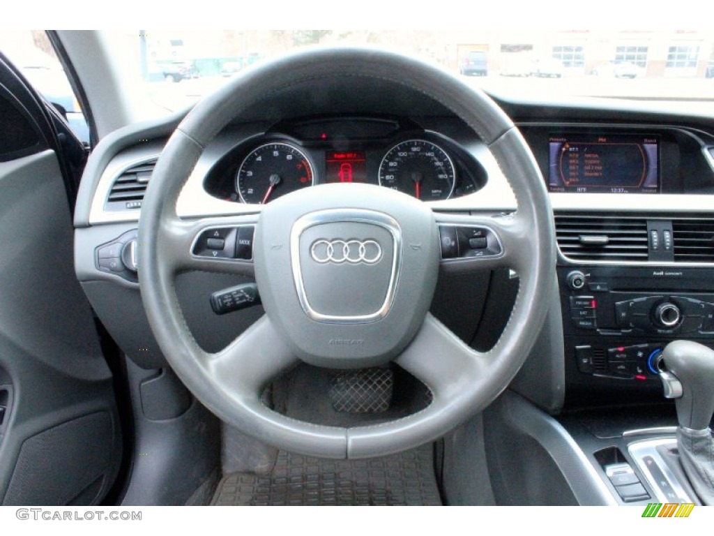 2010 Audi A4 2.0T quattro Sedan Light Gray Steering Wheel Photo #102136089