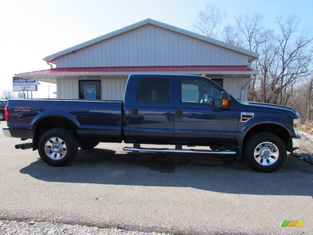2008 F350 Super Duty Lariat Crew Cab 4x4 - Dark Blue Pearl Metallic / Camel photo #2
