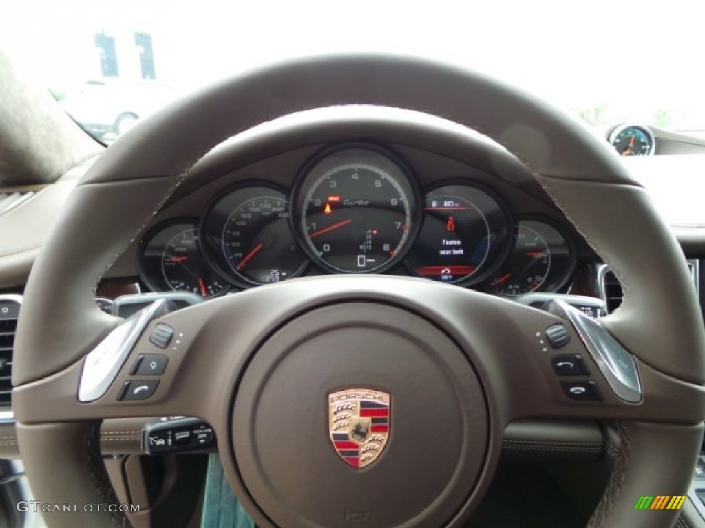 2015 Porsche Panamera Turbo Saddle Brown Steering Wheel Photo #102137310
