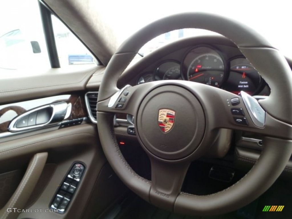 2015 Porsche Panamera Turbo Saddle Brown Steering Wheel Photo #102137398
