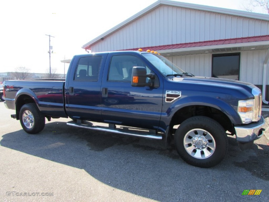 2008 F350 Super Duty Lariat Crew Cab 4x4 - Dark Blue Pearl Metallic / Camel photo #7