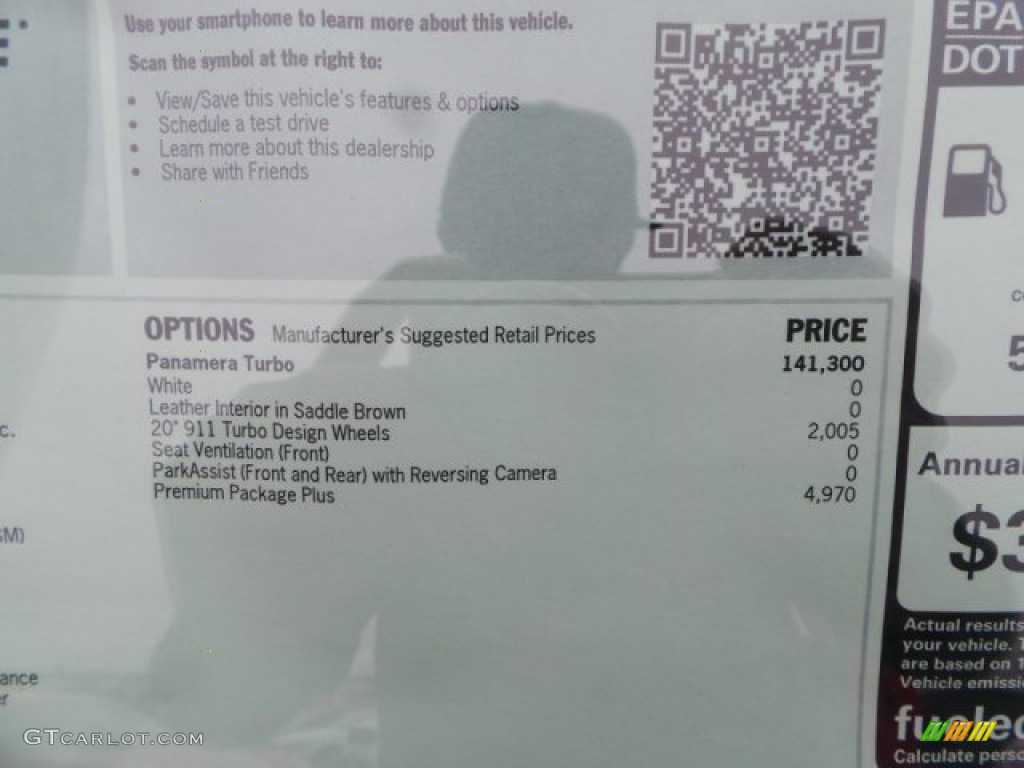 2015 Porsche Panamera Turbo Window Sticker Photo #102137508