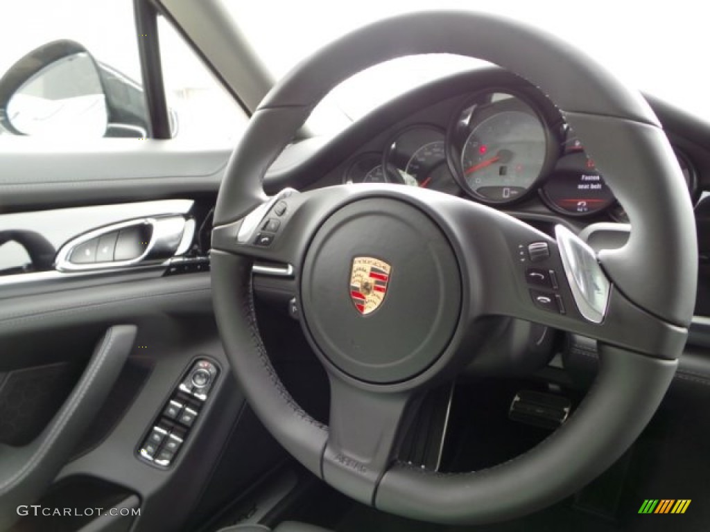 2015 Porsche Panamera S Black Steering Wheel Photo #102138087