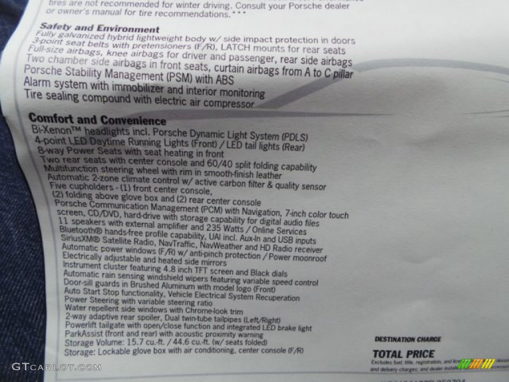 2015 Porsche Panamera S Window Sticker Photo #102138240