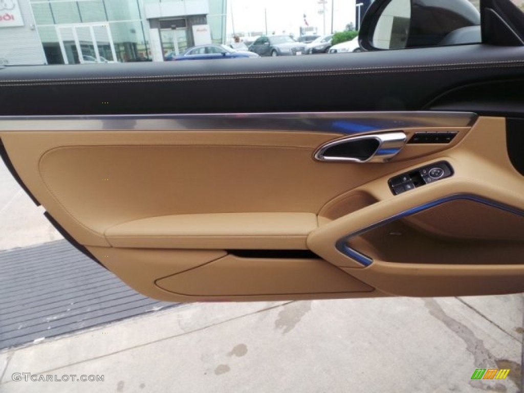 2015 Porsche Cayman S Black/Luxor Beige Door Panel Photo #102138441