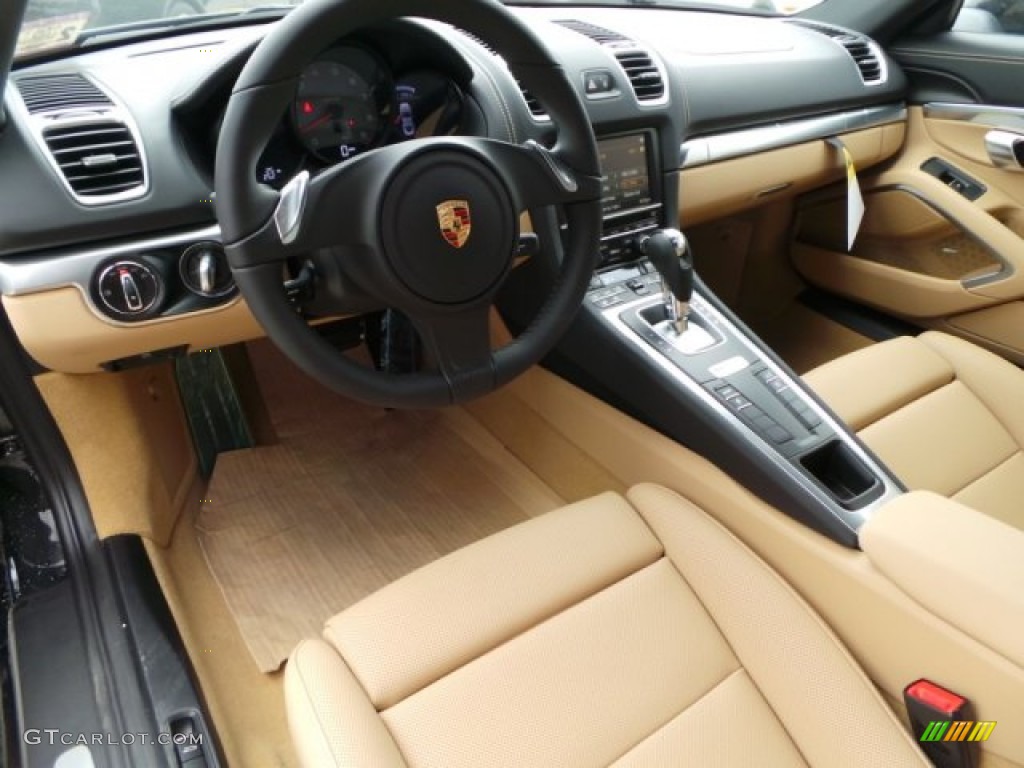 Black/Luxor Beige Interior 2015 Porsche Cayman S Photo #102138459