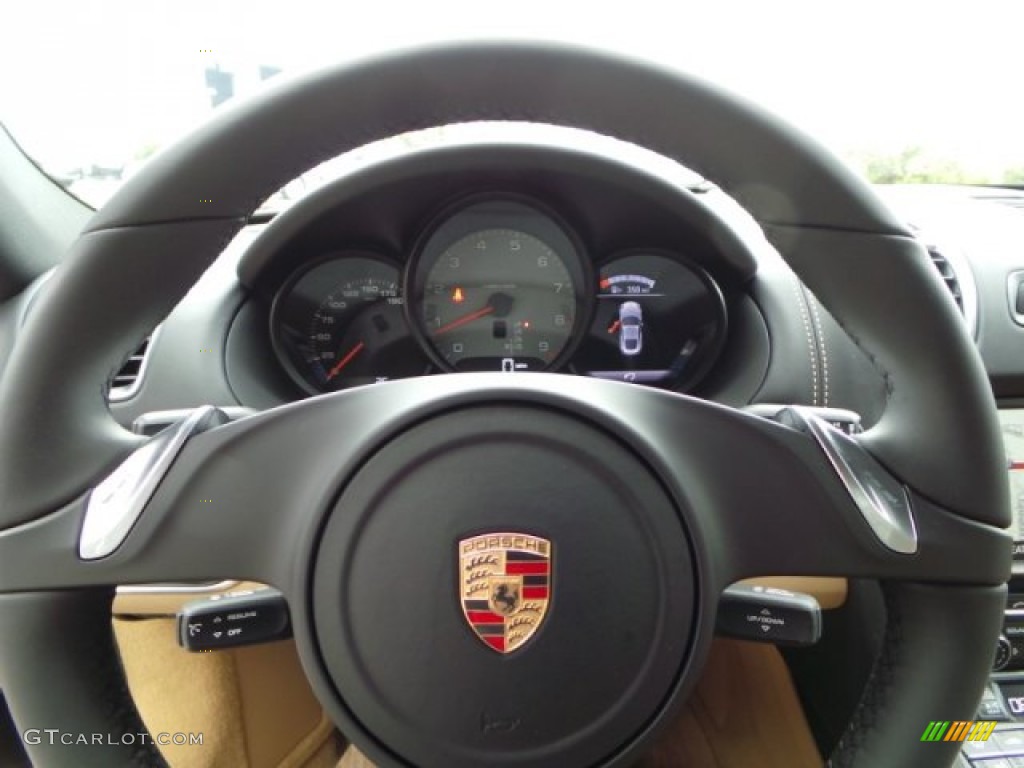 2015 Porsche Cayman S Black/Luxor Beige Steering Wheel Photo #102138633
