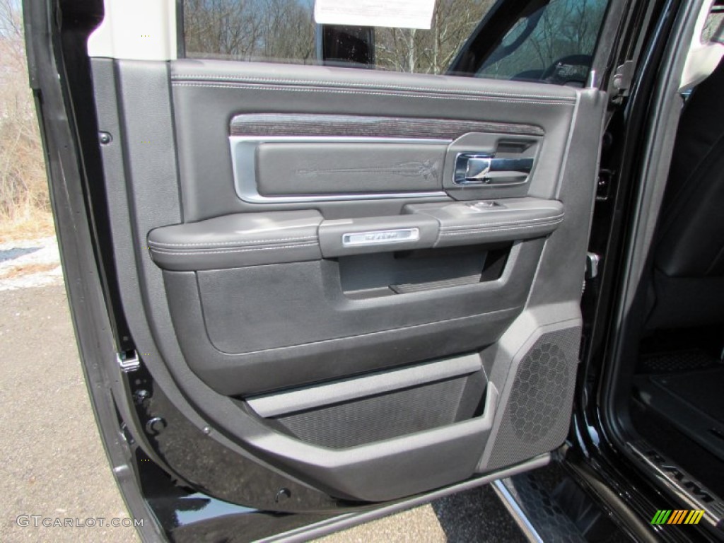 2015 Ram 3500 Laramie Limited Crew Cab 4x4 Black Door Panel Photo #102141338