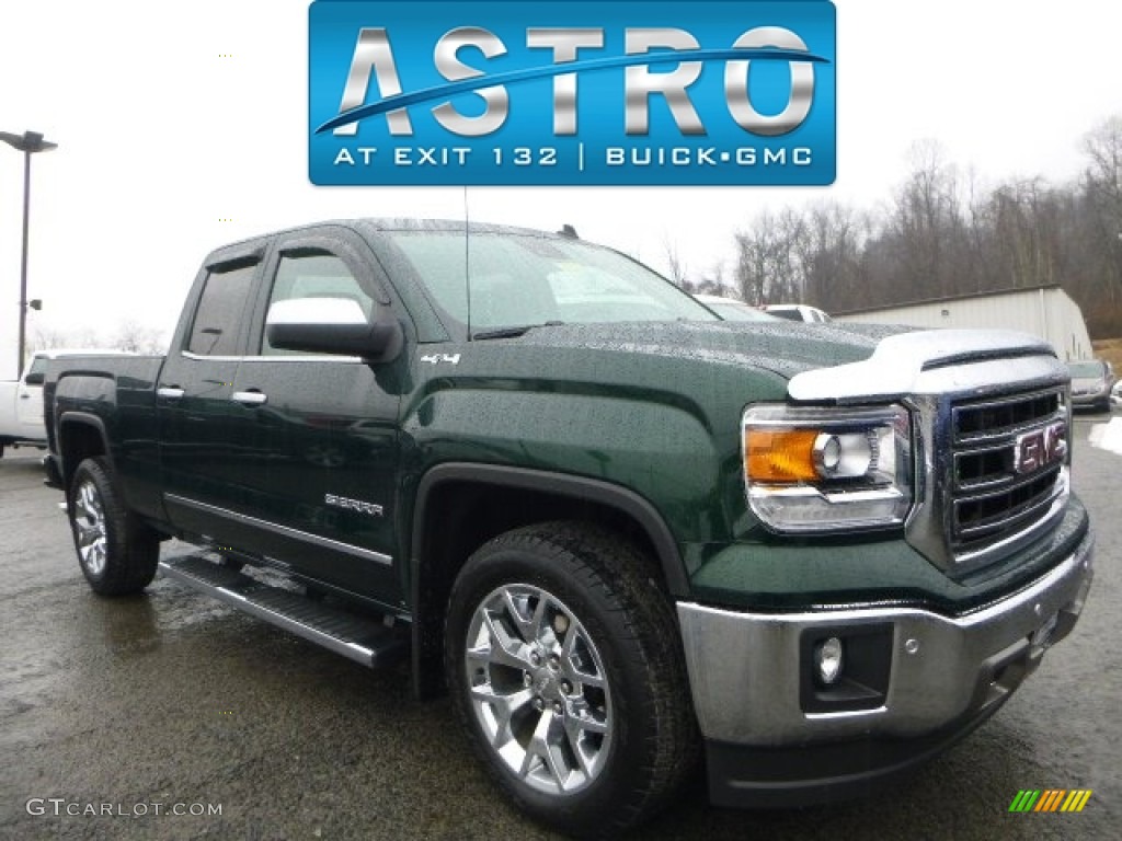 2014 Sierra 1500 SLT Double Cab 4x4 - Emerald Green Metallic / Cocoa/Dune photo #1