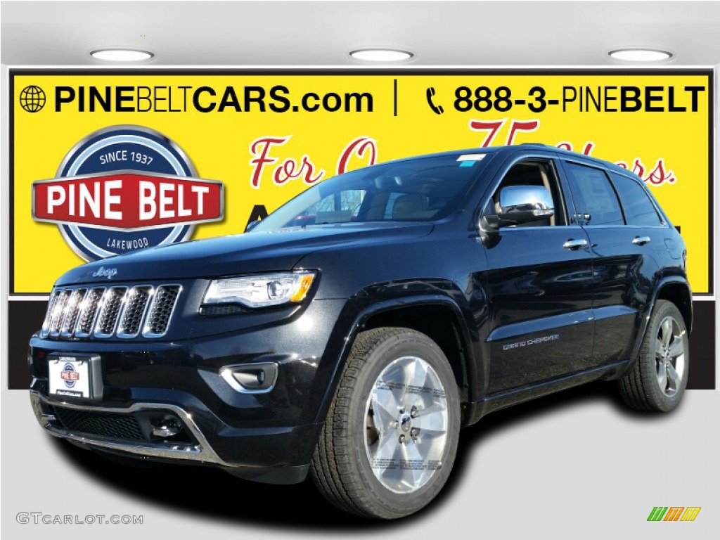 2015 Grand Cherokee Overland 4x4 - Brilliant Black Crystal Pearl / Brown/Light Frost Beige photo #1