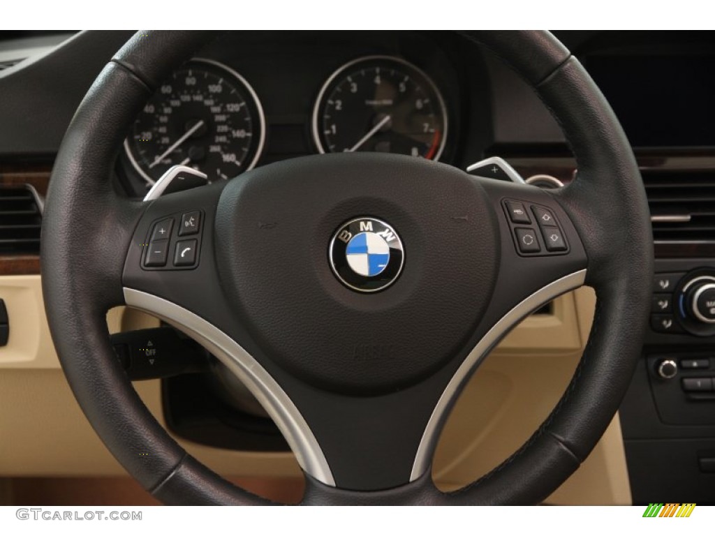 2011 BMW 3 Series 335i Sedan Beige Dakota Leather Steering Wheel Photo #102158627