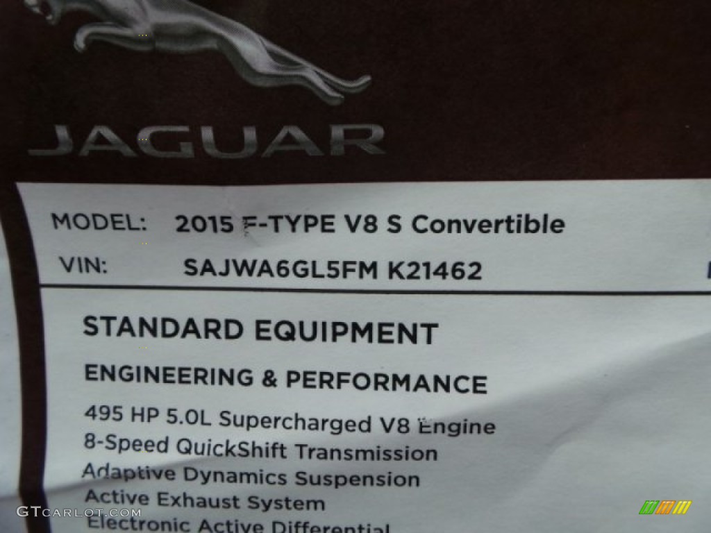 2015 Jaguar F-TYPE V8 S Convertible Window Sticker Photo #102167105