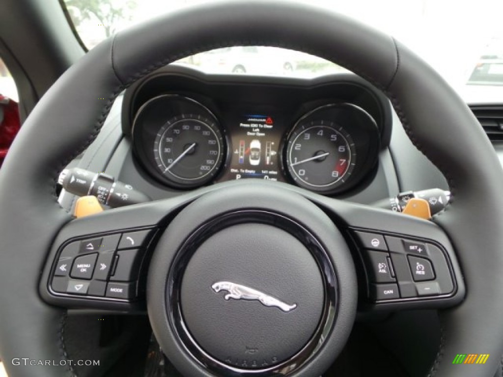 2015 Jaguar F-TYPE V8 S Convertible Jet Steering Wheel Photo #102167608