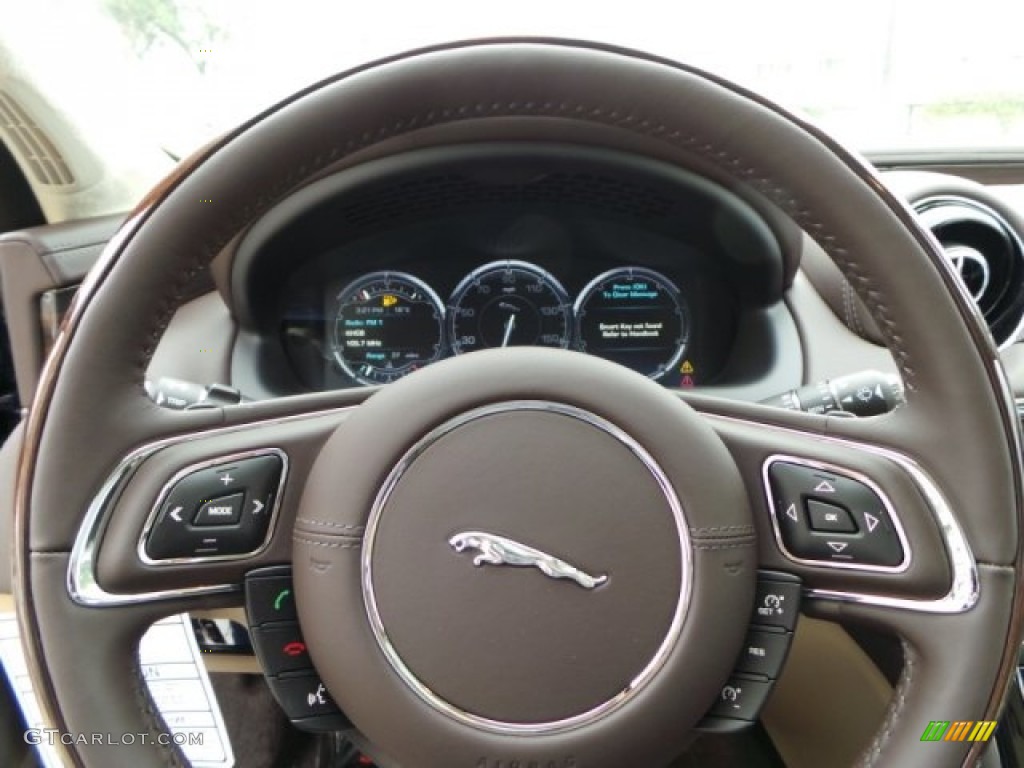 2015 Jaguar XJ XJL Portfolio Cashew/Truffle Steering Wheel Photo #102168728
