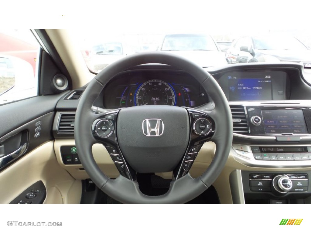 2015 Honda Accord Hybrid Touring Sedan Ivory Steering Wheel Photo #102170313