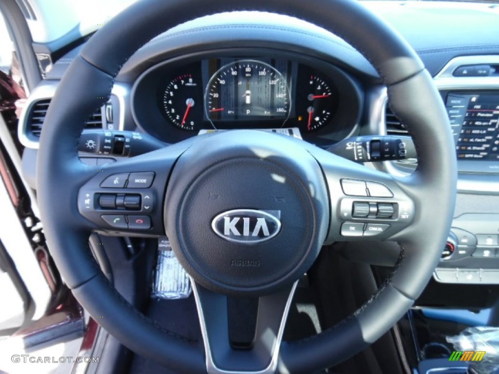 2016 Kia Sorento SX V6 AWD Premium Black Steering Wheel Photo #102172706
