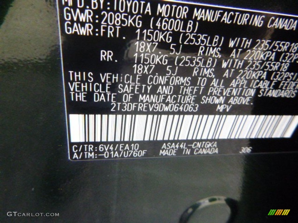 2013 Toyota RAV4 Limited AWD Color Code Photos