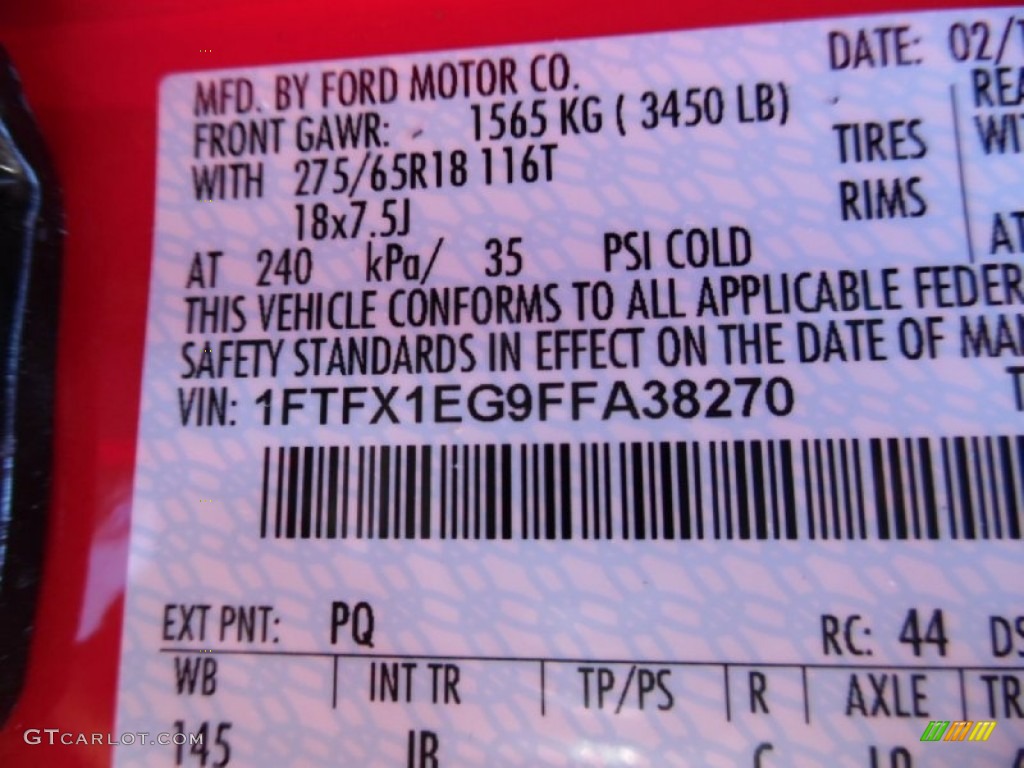 2015 F150 Color Code PQ for Race Red Photo #102176132