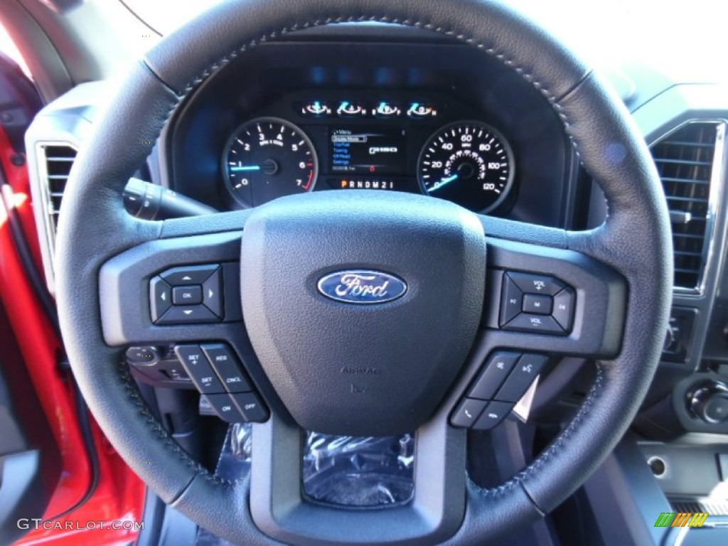 2015 Ford F150 XLT SuperCab 4x4 Black Steering Wheel Photo #102176180