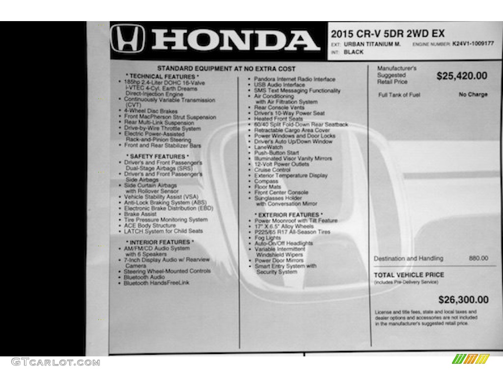 2015 Honda CR-V EX Window Sticker Photo #102176348