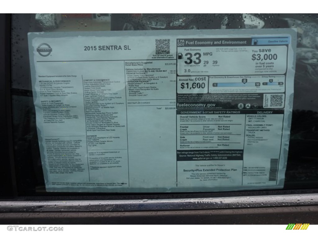 2015 Sentra SL - Titanium / Charcoal photo #14