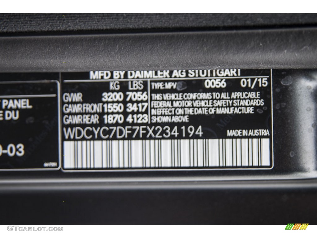 2015 G Color Code 0056 for designo Magno Night Black Photo #102186932