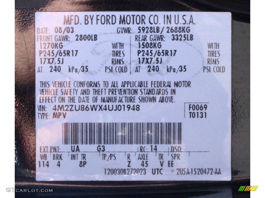 2004 Mountaineer V8 AWD - Black Clearcoat / Medium Dark Parchment photo #34