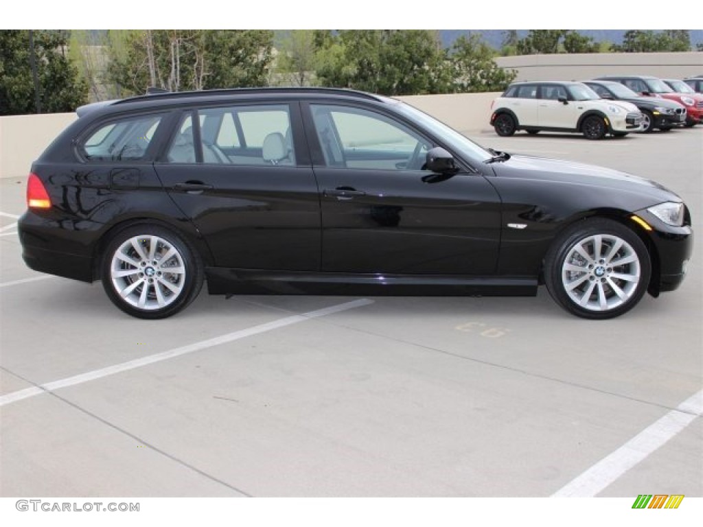 2012 3 Series 328i Sports Wagon - Jet Black / Oyster/Black photo #2