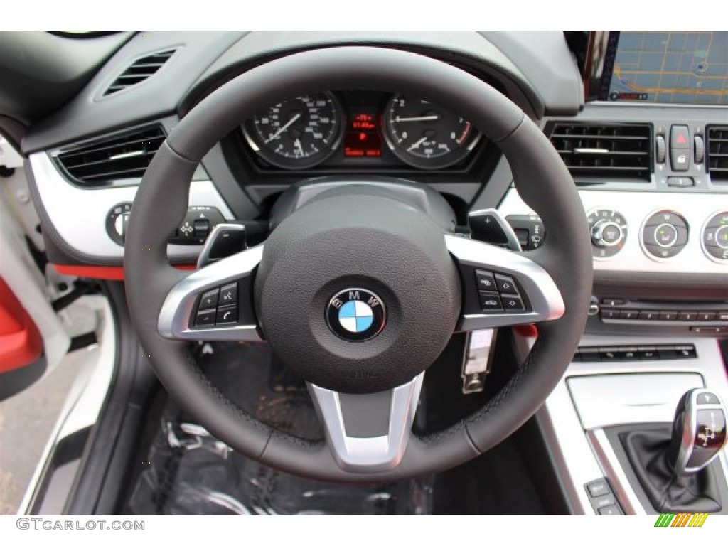 2015 BMW Z4 sDrive35i Coral Red Steering Wheel Photo #102194342