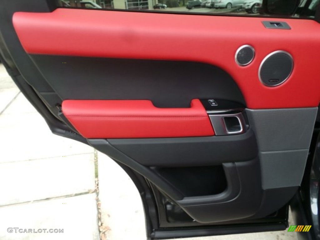 2015 Land Rover Range Rover Sport Supercharged Ebony/Pimento Door Panel Photo #102230008