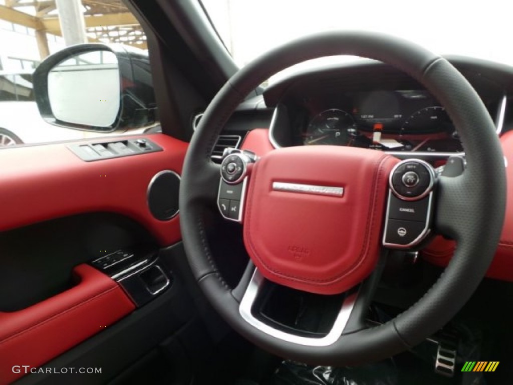 2015 Land Rover Range Rover Sport Supercharged Ebony/Pimento Steering Wheel Photo #102230068