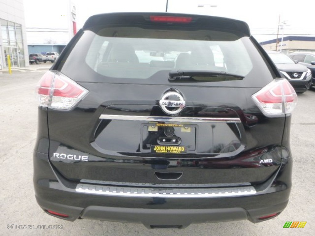 2015 Rogue S AWD - Super Black / Almond photo #4