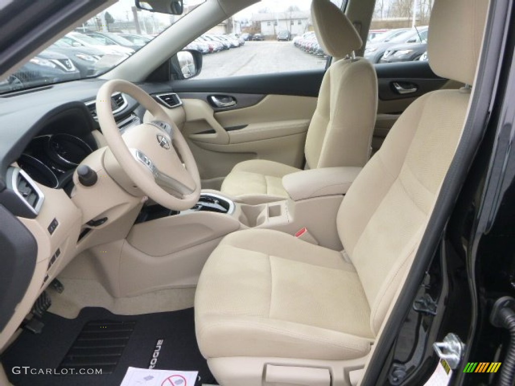 2015 Rogue S AWD - Super Black / Almond photo #11