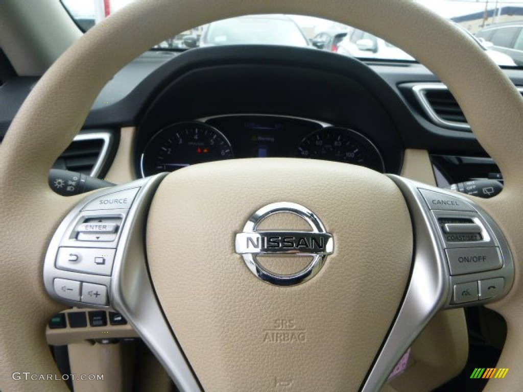 2015 Rogue S AWD - Super Black / Almond photo #17