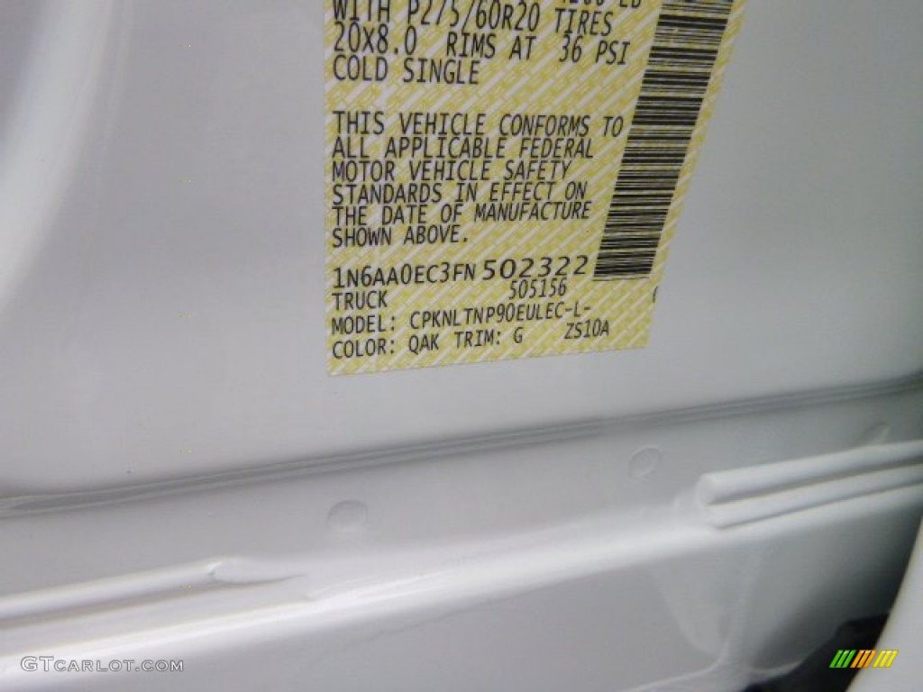 2015 Titan Color Code QAK for Glacier White Photo #102237724