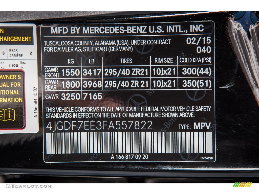2015 Mercedes-Benz GL 63 AMG 4Matic Color Code Photos