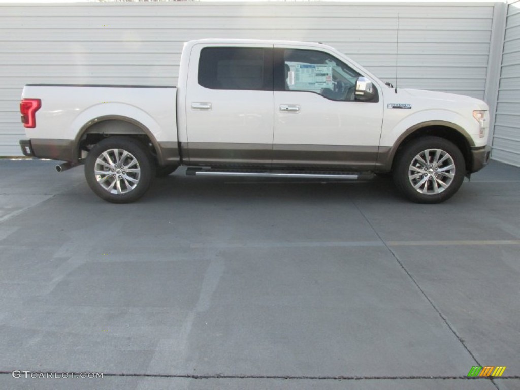 2015 F150 Lariat SuperCrew - White Platinum Tricoat / Medium Light Camel photo #3