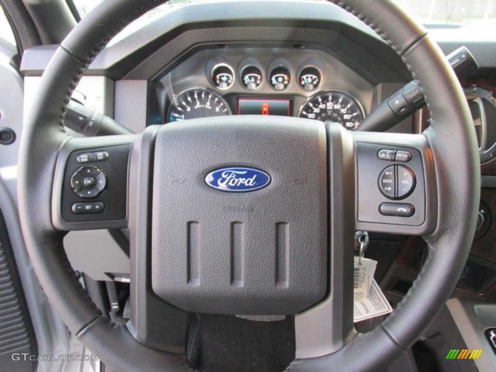 2015 Ford F250 Super Duty Lariat Crew Cab 4x4 Black Steering Wheel Photo #102247530