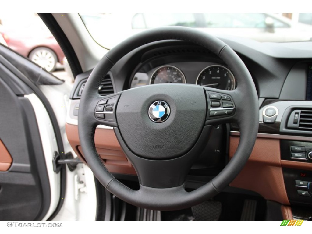 2013 BMW 5 Series 528i xDrive Sedan Cinnamon Brown Steering Wheel Photo #102259663