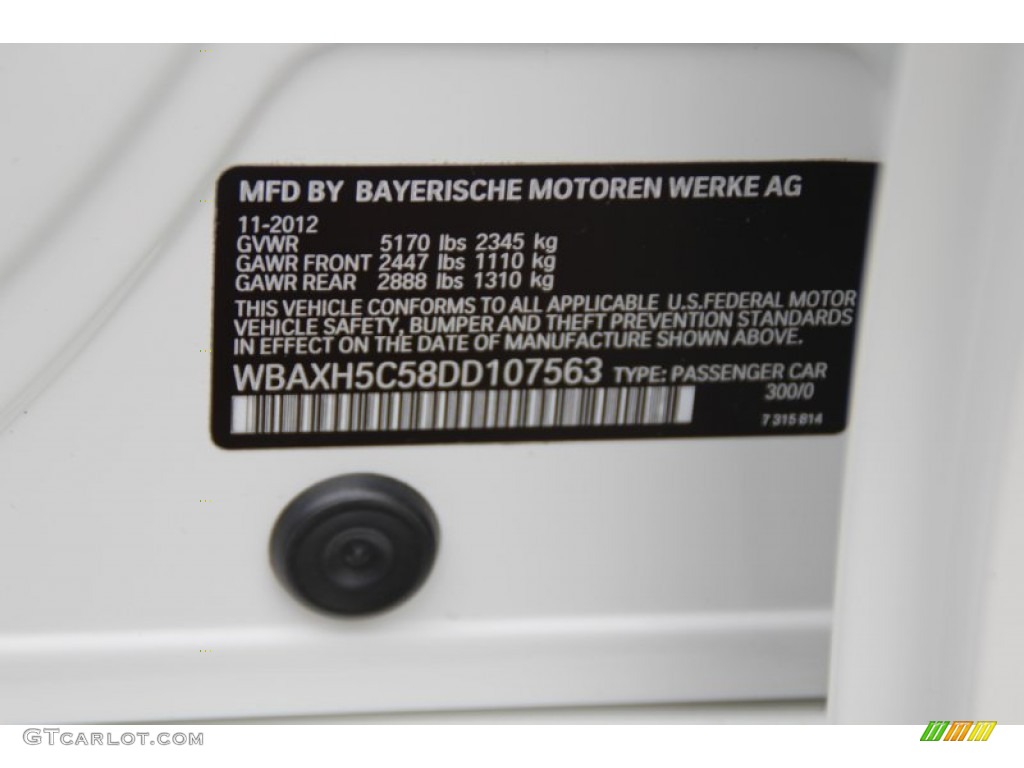 2013 5 Series Color Code 300 for Alpine White Photo #102259947