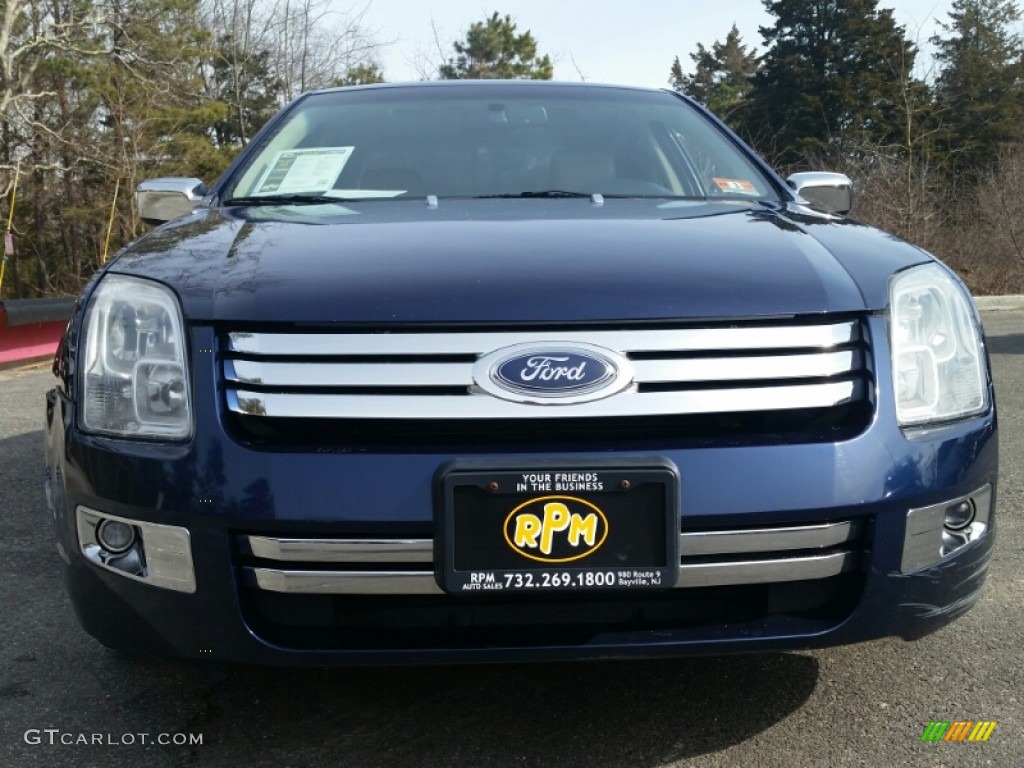 2007 Fusion SEL V6 AWD - Dark Blue Pearl Metallic / Light Stone photo #4