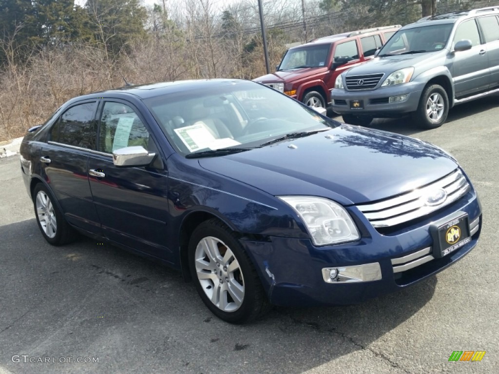 2007 Fusion SEL V6 AWD - Dark Blue Pearl Metallic / Light Stone photo #5