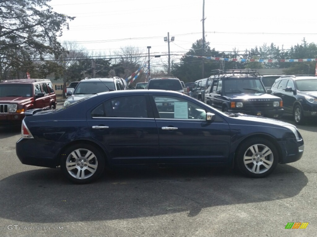 2007 Fusion SEL V6 AWD - Dark Blue Pearl Metallic / Light Stone photo #8